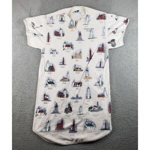 Lighthouses Womens Night Shirt Nightgown Great Lakes Flannel Granny Grandma Core
